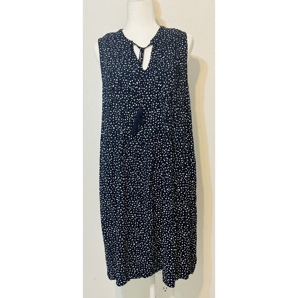 Old Navy Women Size L Tall Sleeveless Animal Print Tasseled Dress Boho Everyday